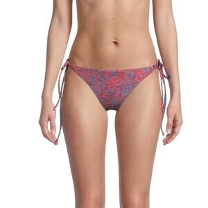 Veronica Beard Gavitella Bikini Bottom in Textured Floral Spicy Red Medium NWT